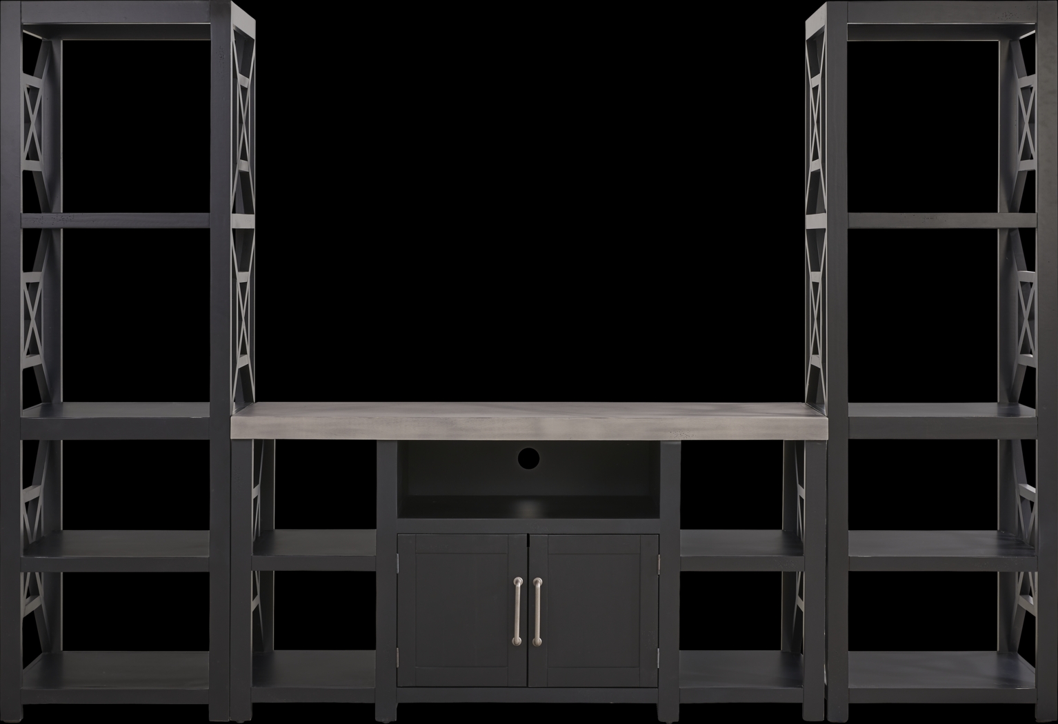 Danusa II Black 3 Pc Wall Unit with 62 in. Console - Thumbnail - Image 1