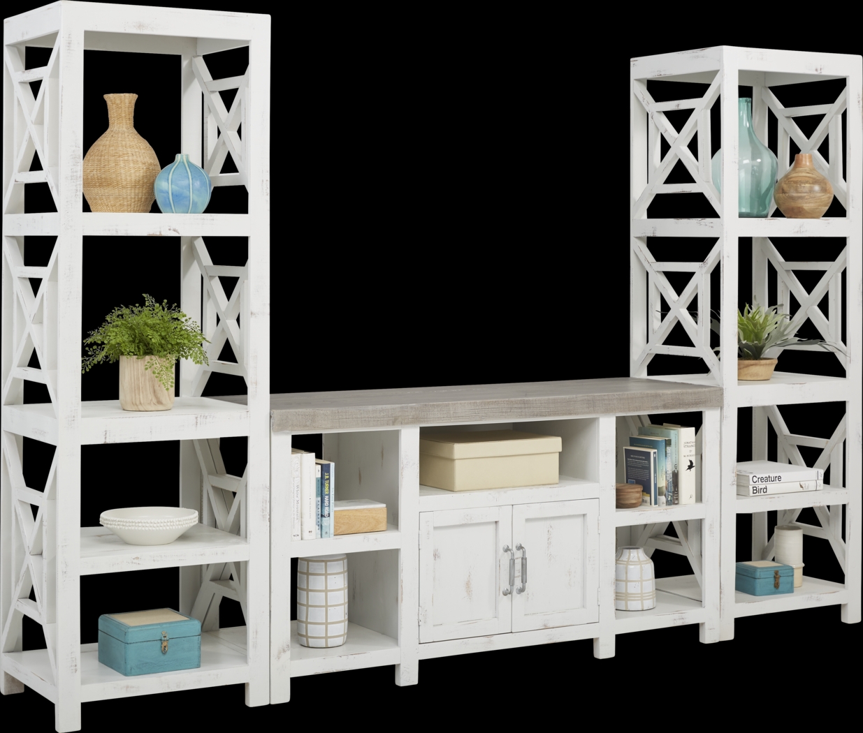 Danusa White 3 Pc Wall Unit with 62 in. Console - Thumbnail - Image 1