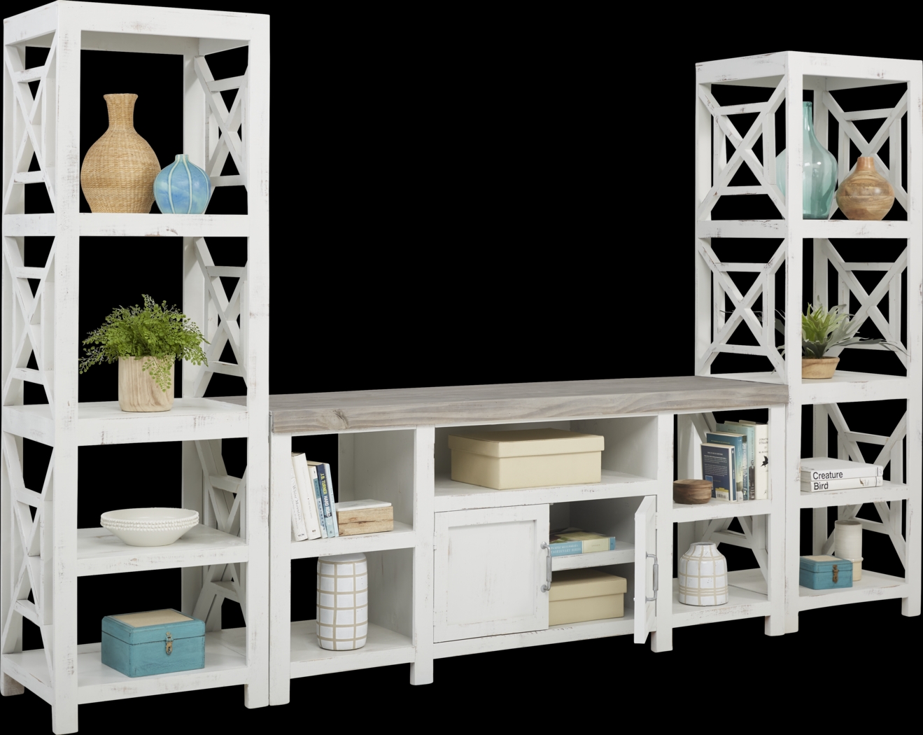 Danusa White 3 Pc Wall Unit with 72 in. Console - Thumbnail - Image 3