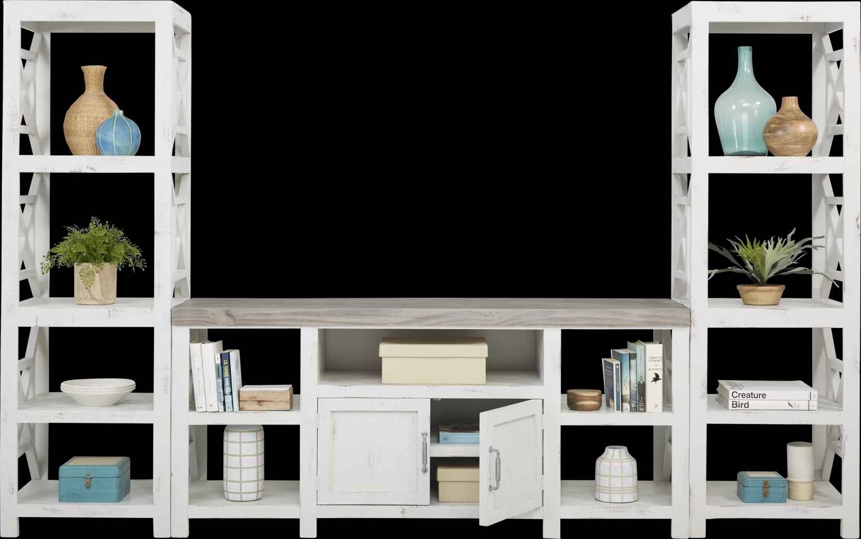 Danusa White 3 Pc Wall Unit with 72 in. Console - Thumbnail - Image 4