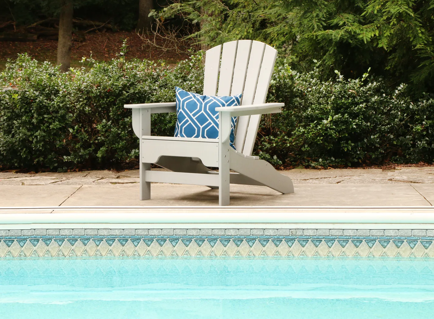 Danverton Traditional Light Gray Outdoor Adirondack Chair - Thumbnail - Image 2