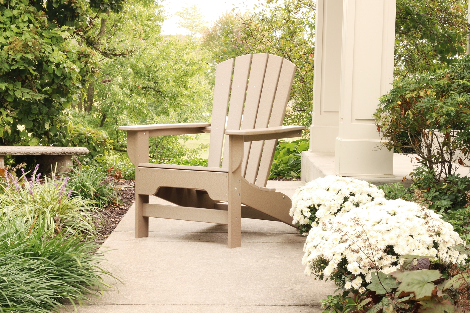 Danverton Traditional Tan Outdoor Adirondack Chair - Thumbnail - Image 2