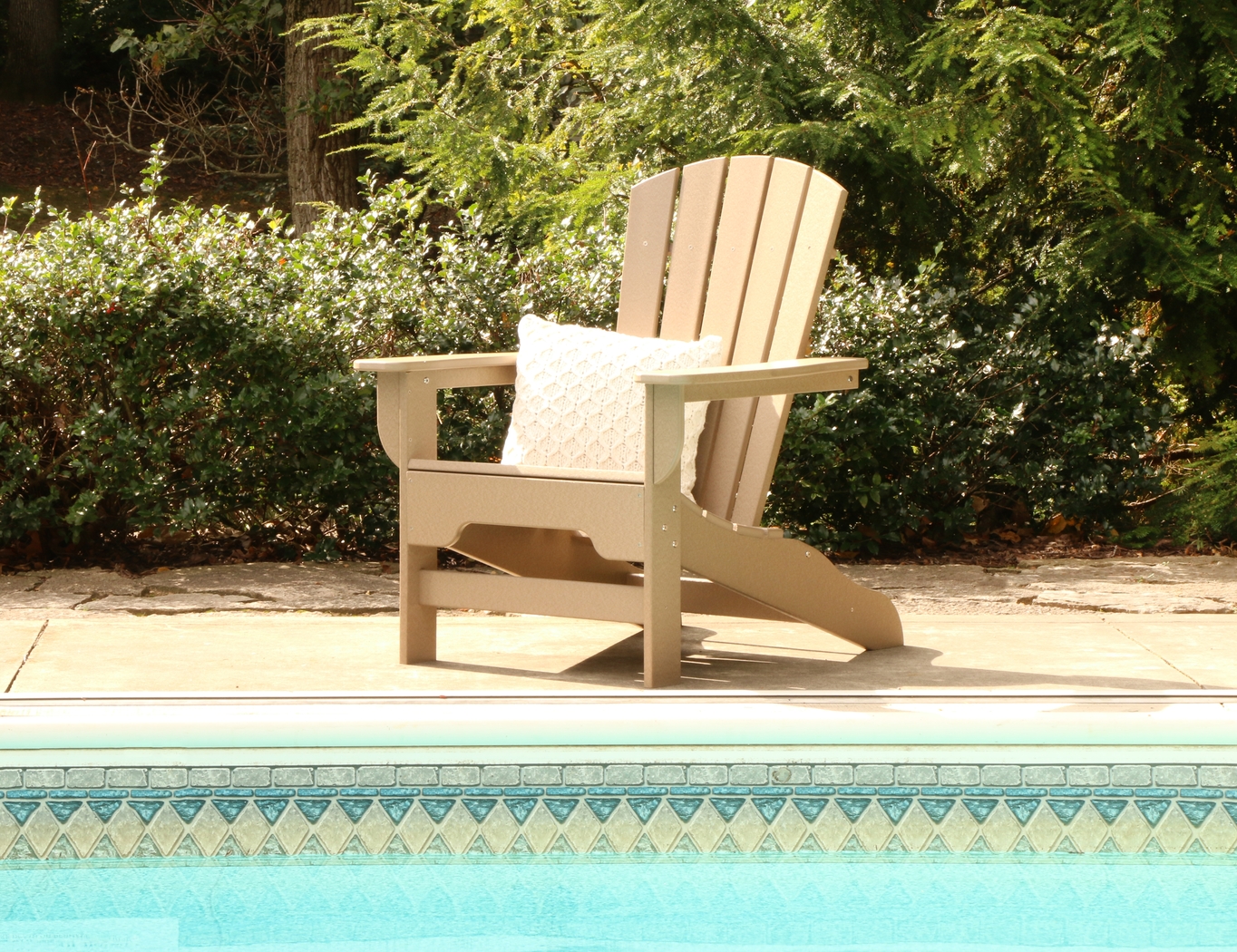 Danverton Traditional Tan Outdoor Adirondack Chair - Thumbnail - Image 3
