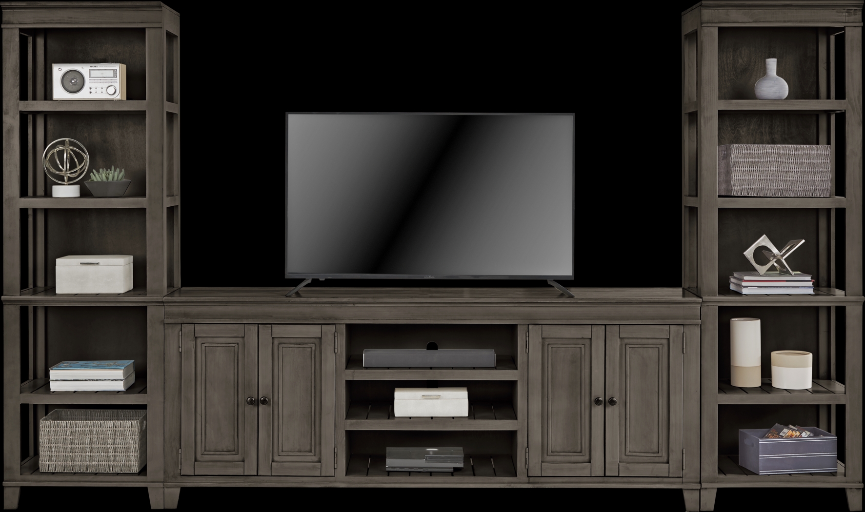 Darby Brook Dark Gray 3 Pc Wall Unit with 80 in. Console - Thumbnail - Image 2