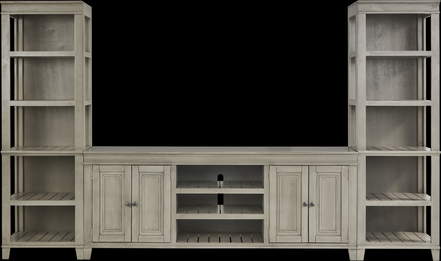 Darby Brook Light Gray 3 Pc Wall Unit with 80 in. Console - Thumbnail - Image 1