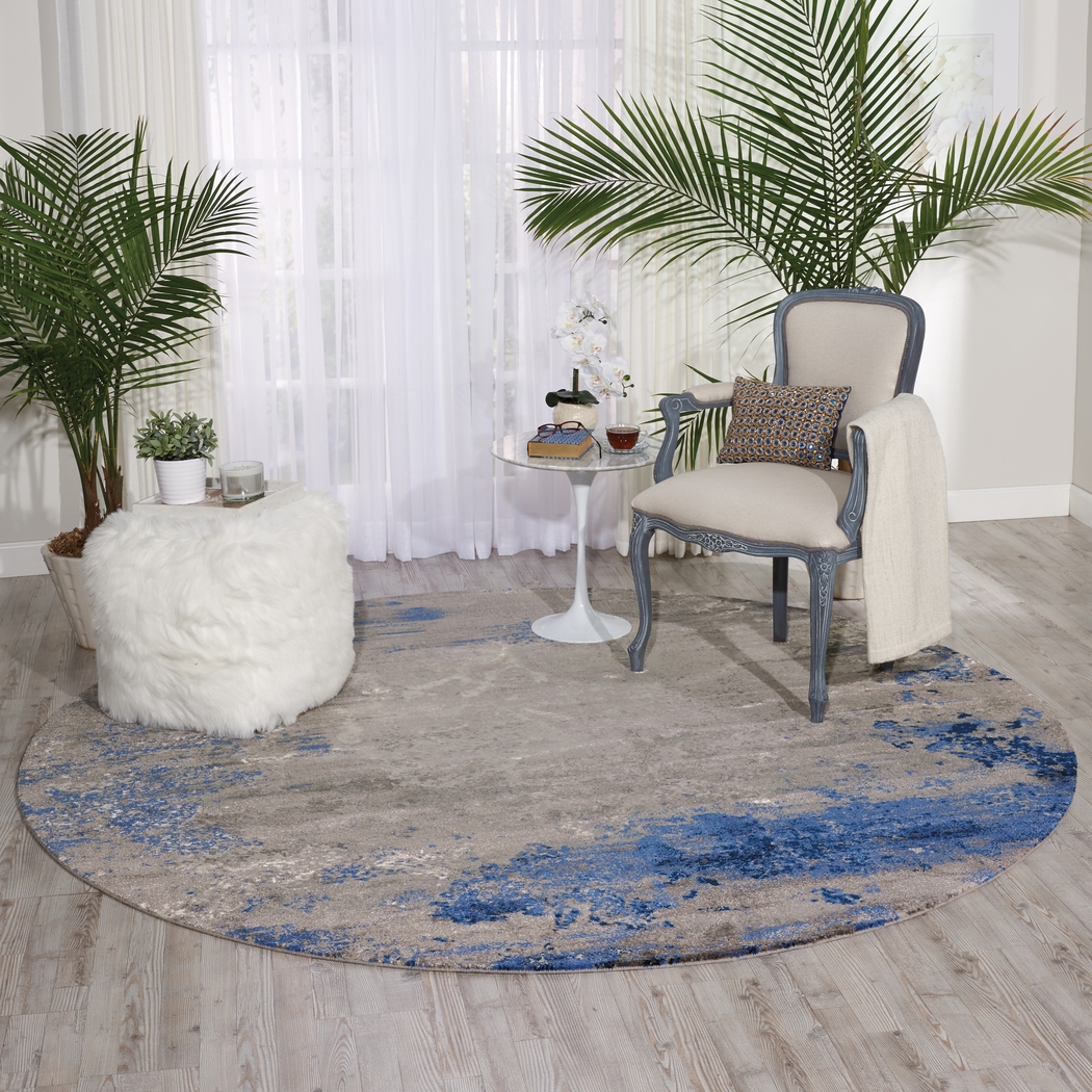 Darena Blue 8' Round Rug - Thumbnail - Image 4