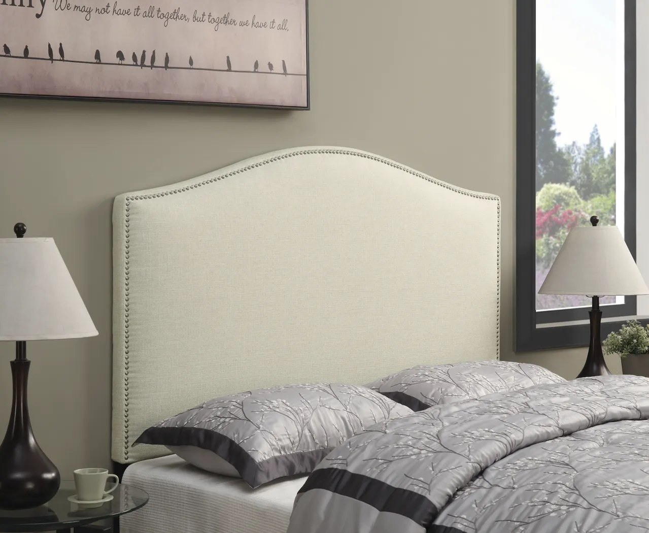 Dariana Beige Full/Queen Upholstered Headboard - Thumbnail - Image 4