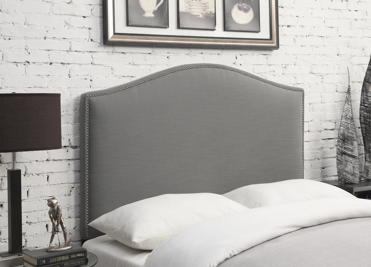 Dariana Gray Full/Queen Upholstered Headboard - Thumbnail - Image 4