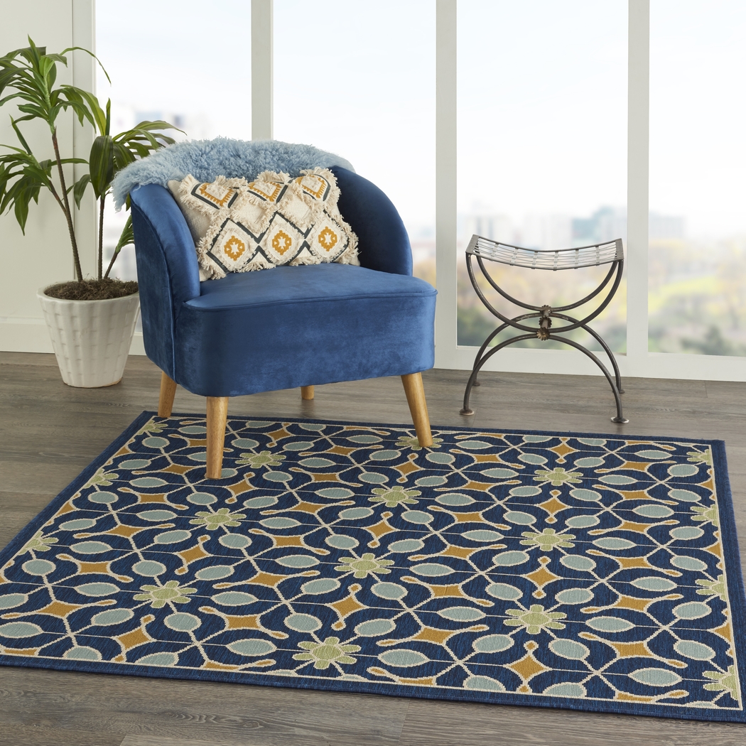 Darion Navy 5' x 8' Indoor/Outdoor Rug - Thumbnail - Image 11