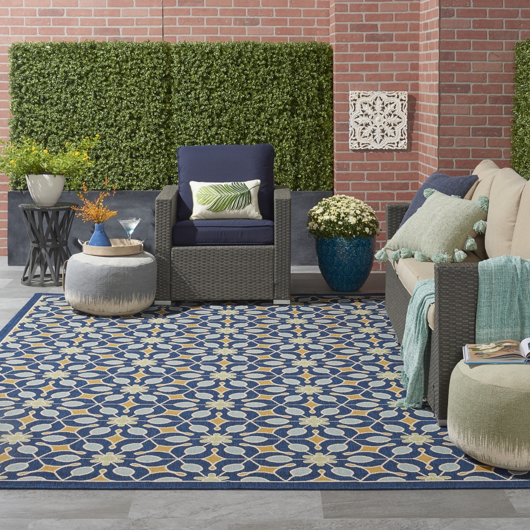 Darion Navy 8' x 11' Indoor/Outdoor Rug - Thumbnail - Image 9