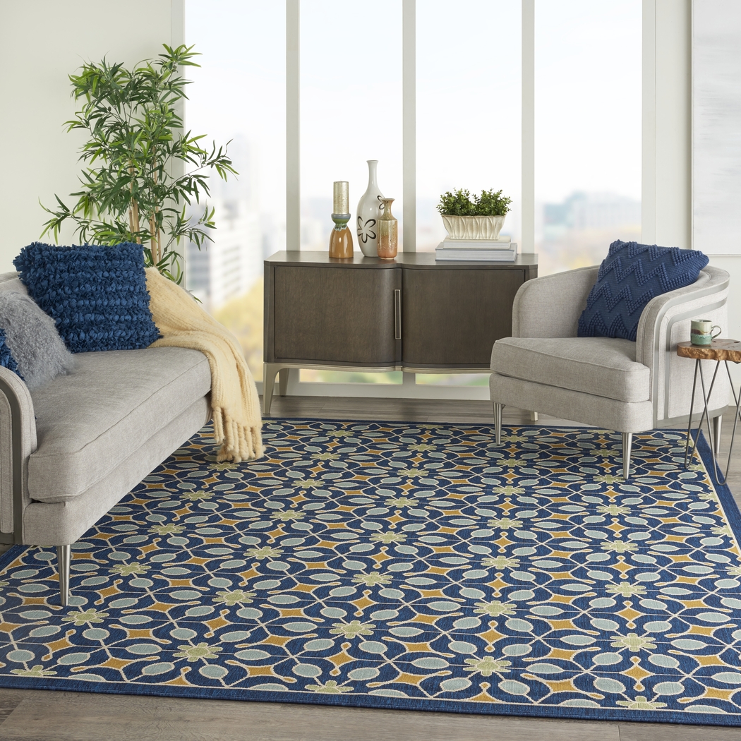 Darion Navy 8' x 8' Indoor/Outdoor Rug - Thumbnail - Image 7