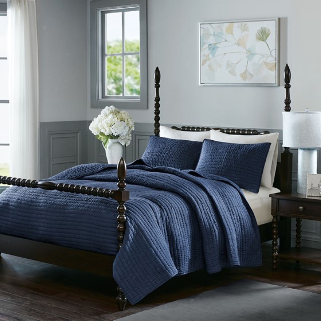 Dariox Blue 3 pc Full/Queen Quilt Set - Thumbnail - Image 3