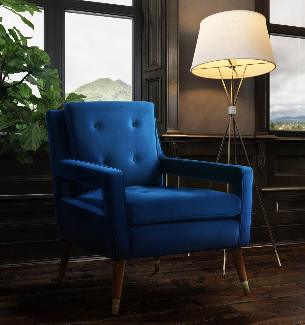 Darius Navy Accent Chair - Thumbnail - Image 2