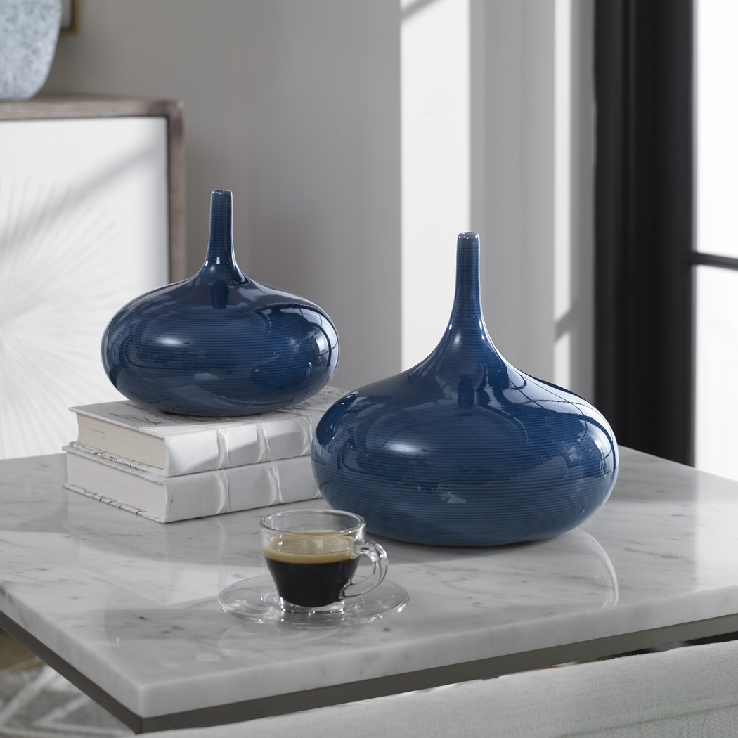 Dariya Blue Vase, Set of 2 - Thumbnail - Image 3