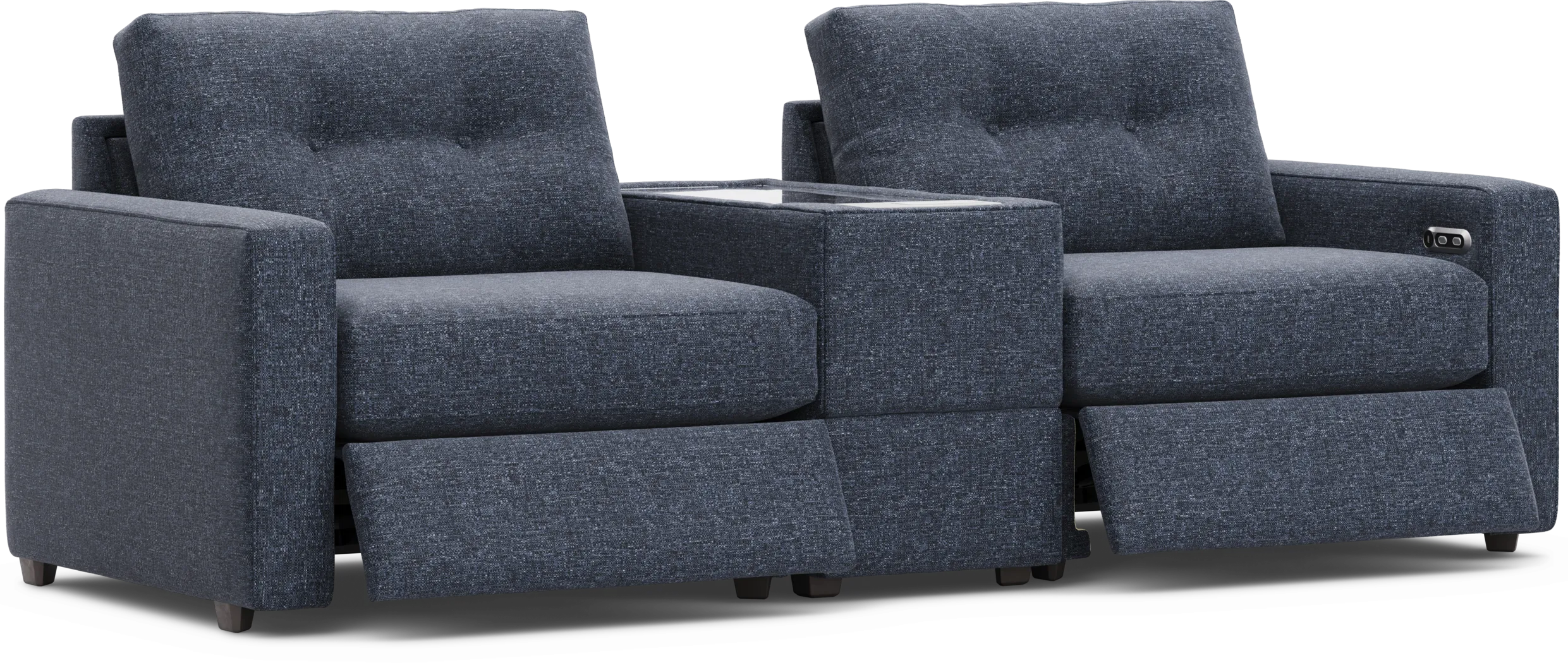 Dark Blue 3 Pc Power Reclining ModularOne with Media Console - Thumbnail - Image 1