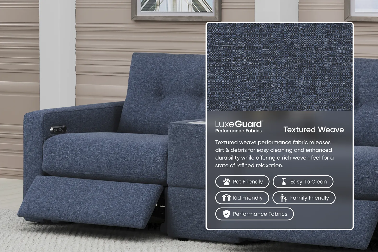 Dark Blue 3 Pc Power Reclining ModularOne - Thumbnail - Image 2