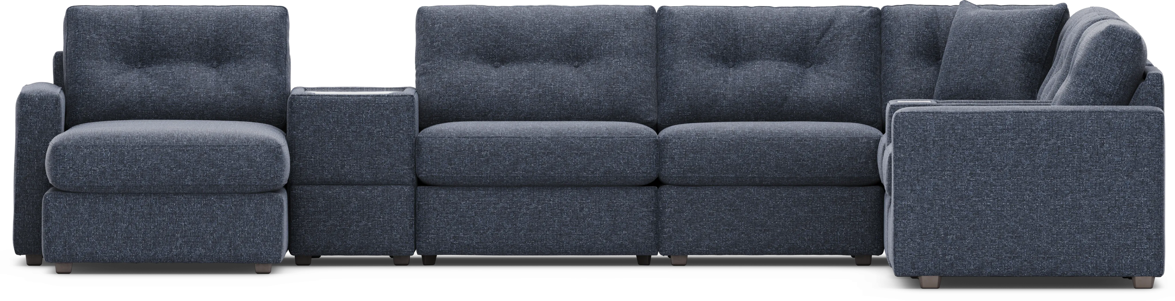 Dark Blue 8 Pc Power Reclining ModularOne with Media Consoles - Thumbnail - Image 4