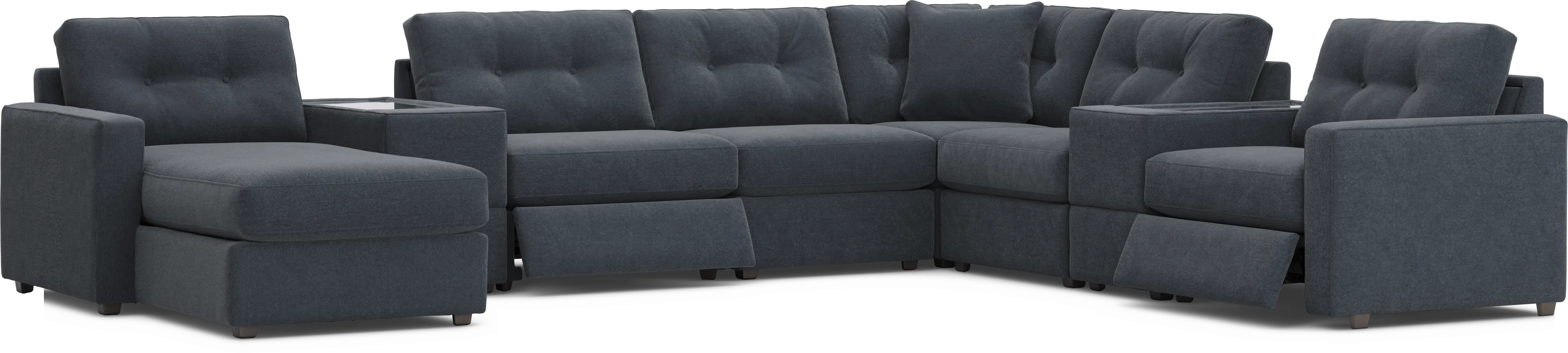 Dark Blue 8 Pc Power Reclining ModularOne - Thumbnail - Image 1