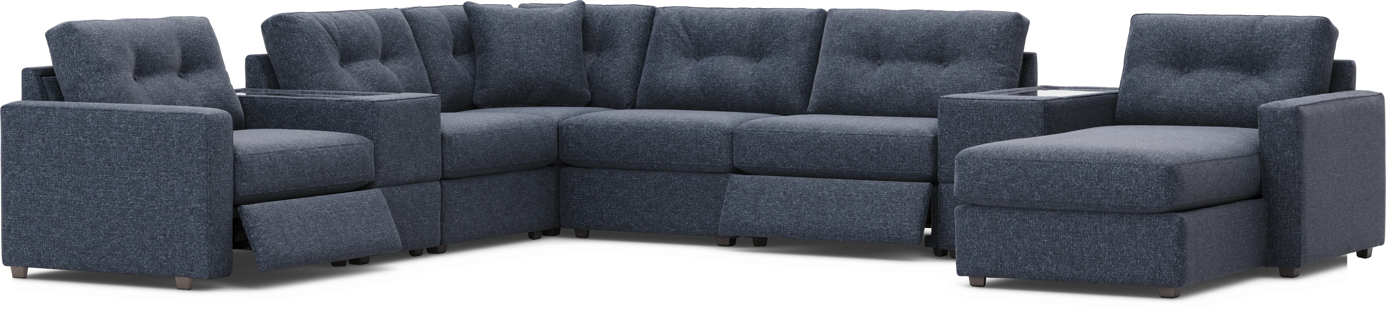 Dark Blue 8 Pc Power Reclining ModularOne - Thumbnail - Image 1