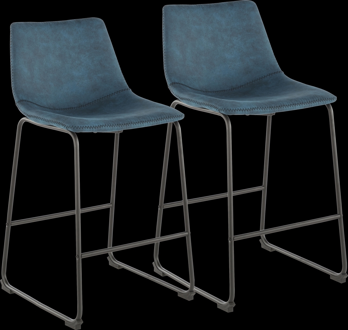 Darnell Blue Counter Height Stool, Set of 2 - Thumbnail - Image 1