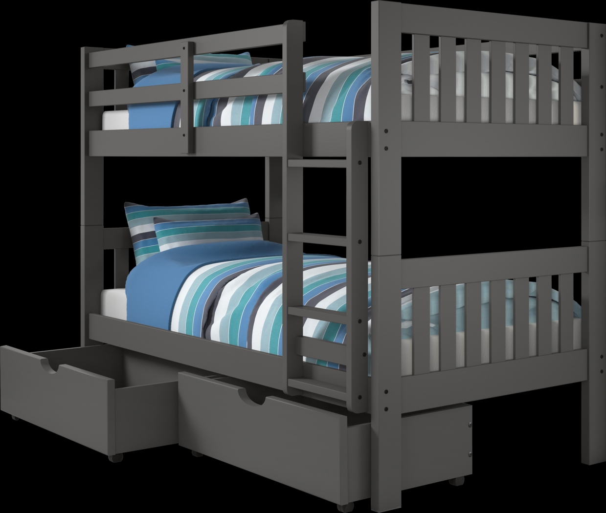 Dashill Gray Twin/Twin Bunk Bed with Storage Drawers - Thumbnail - Image 1