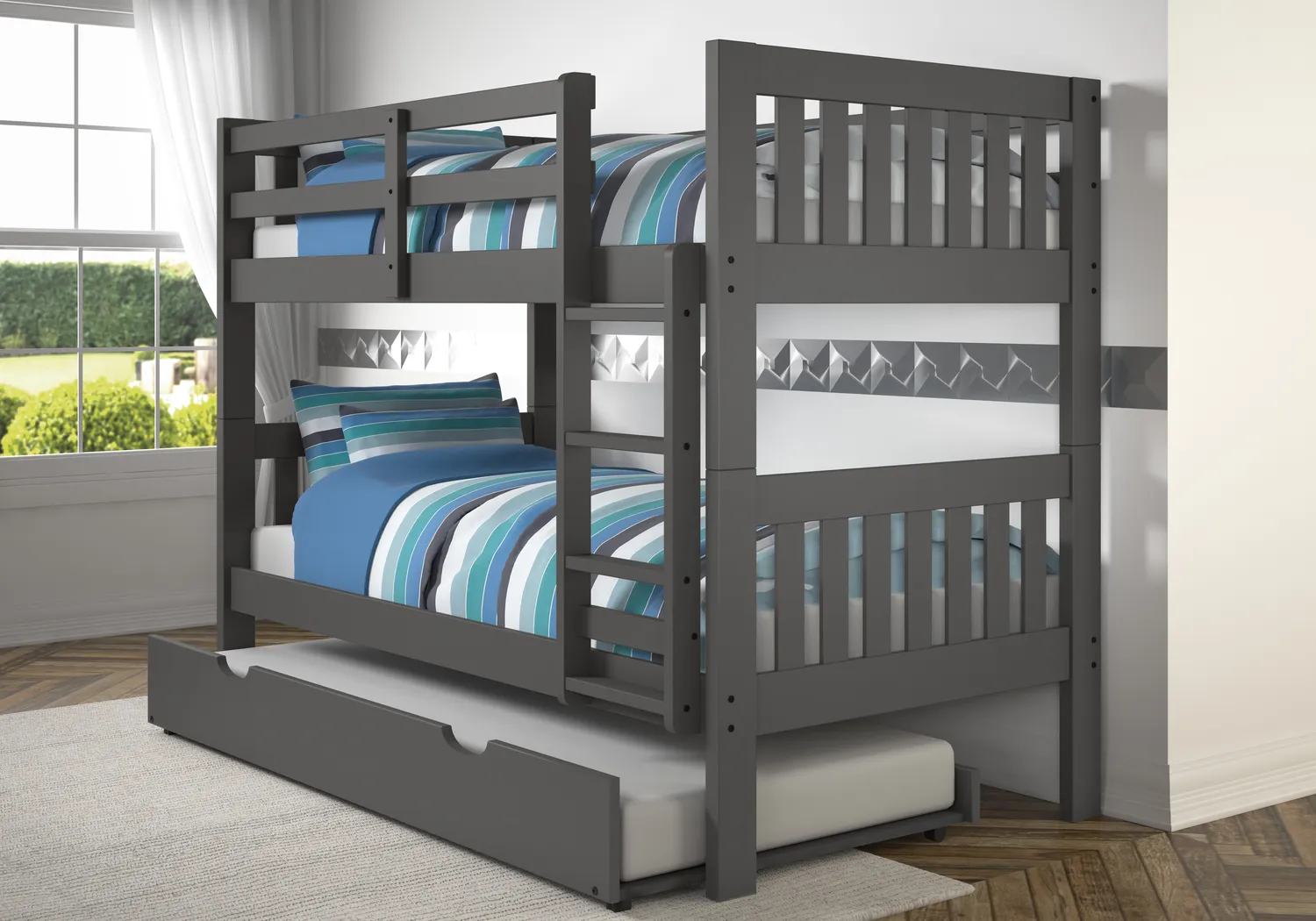 Dashill Gray Twin/Twin Step Bunk Bed - Thumbnail - Image 2