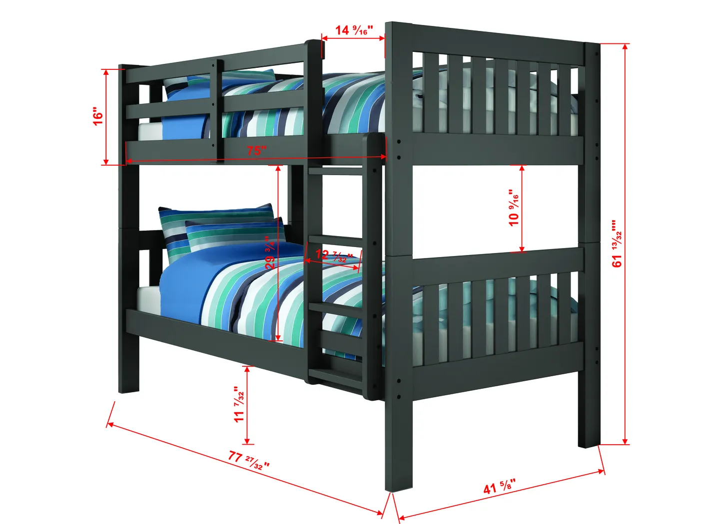 Dashill Gray Twin/Twin Step Bunk Bed - Thumbnail - Image 3
