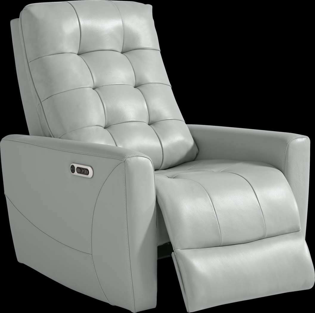 Dashwood Aqua Leather Dual Power Recliner - Thumbnail - Image 2