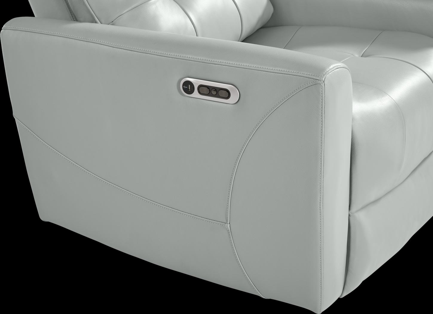 Dashwood Aqua Leather Dual Power Recliner - Thumbnail - Image 4