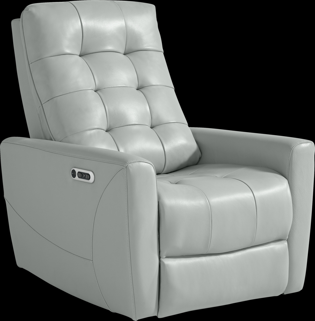 Dashwood Aqua Leather Dual Power Recliner - Thumbnail - Image 1
