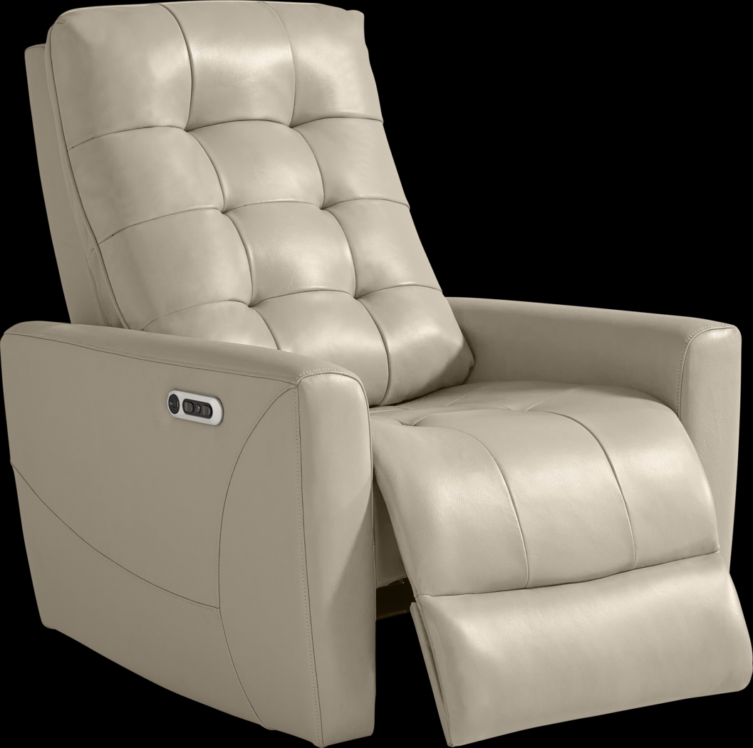 Dashwood Beige Leather Dual Power Recliner - Thumbnail - Image 2