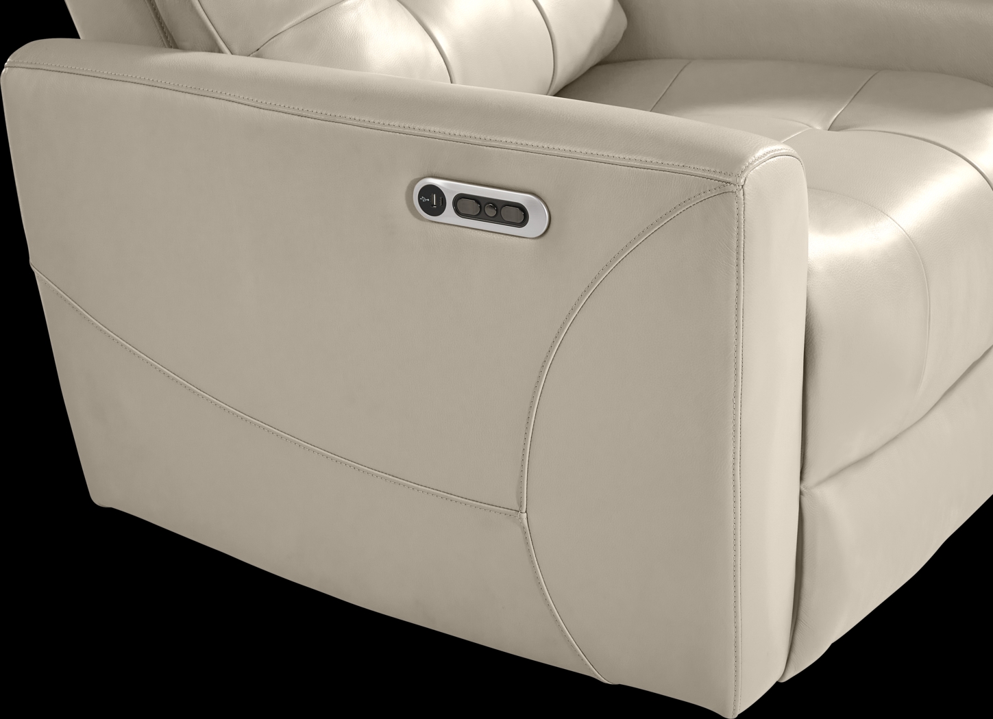 Dashwood Beige Leather Dual Power Recliner - Thumbnail - Image 4