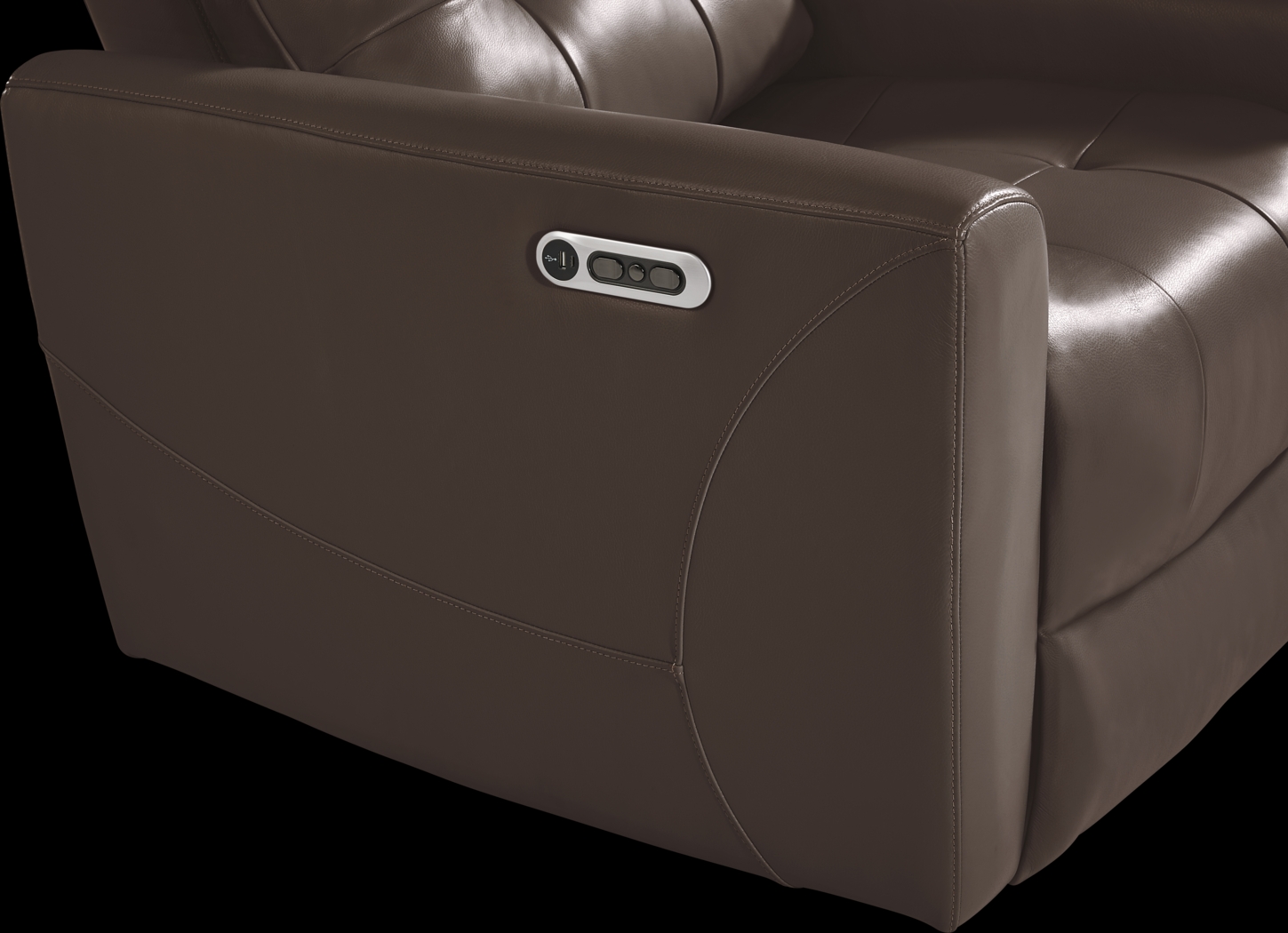 Dashwood Brown Leather Dual Power Recliner - Thumbnail - Image 4