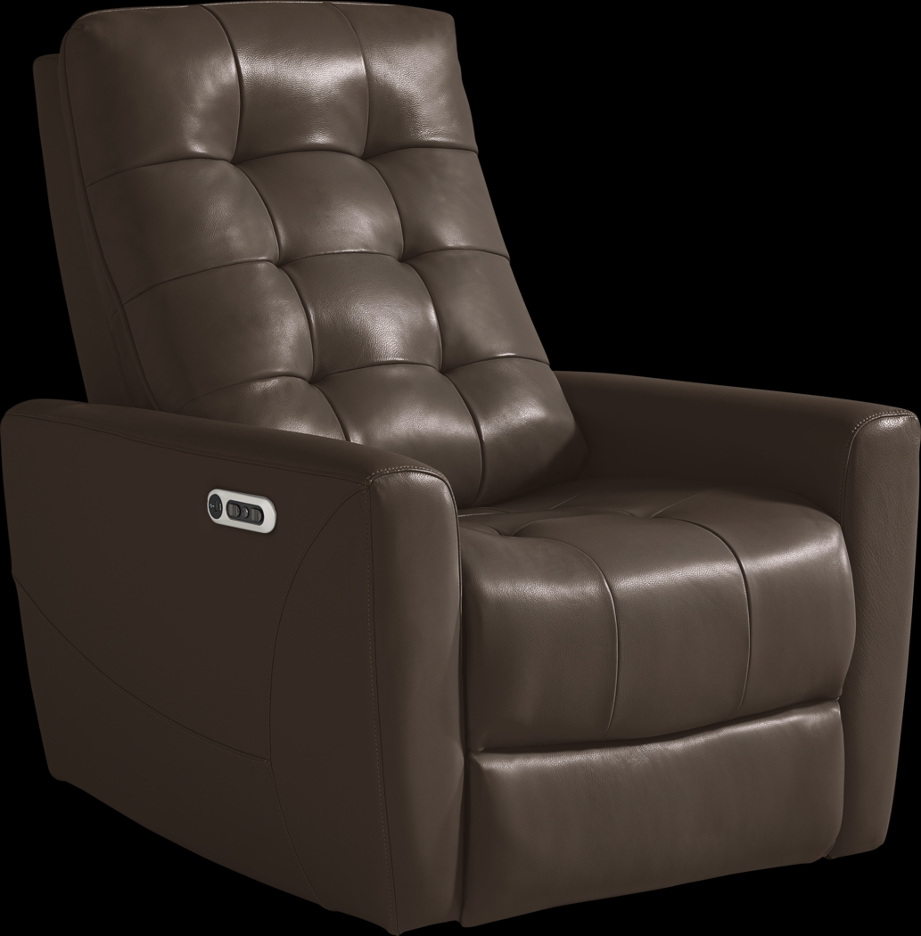 Dashwood Brown Leather Dual Power Recliner - Thumbnail - Image 1