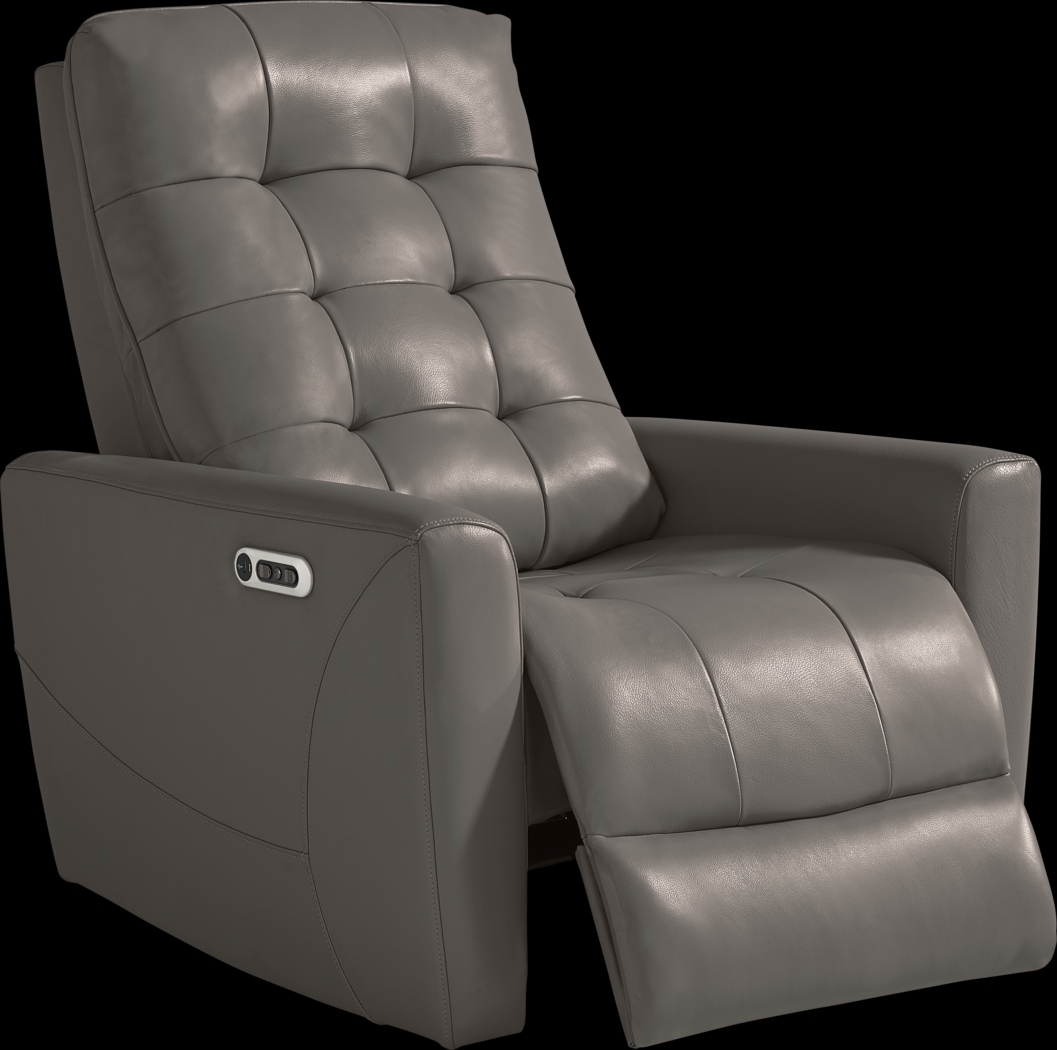 Dashwood Gray Leather Dual Power Recliner - Thumbnail - Image 2