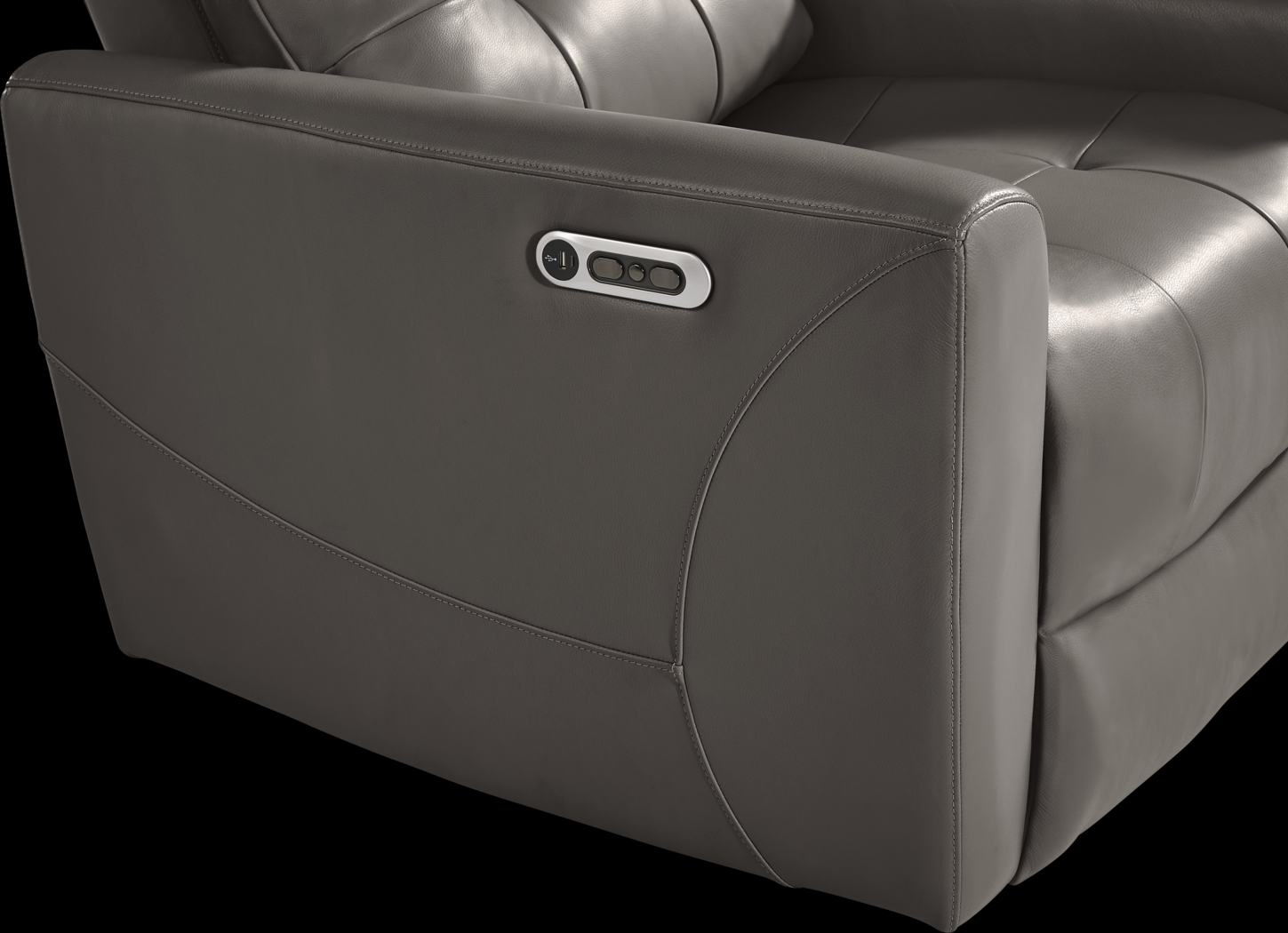 Dashwood Gray Leather Dual Power Recliner - Thumbnail - Image 4