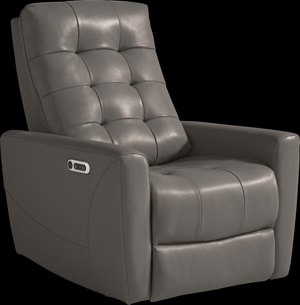 Dashwood Gray Leather Dual Power Recliner - Thumbnail - Image 1