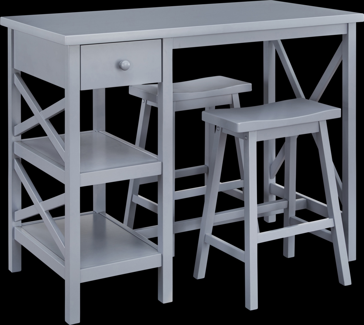 Datepalm Gray Counter Height Table with 2 Stools - Thumbnail - Image 1