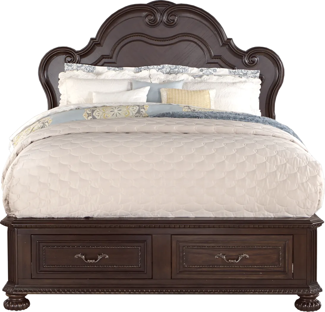 Daventry Cherry 3 Pc Queen Bed with Storage - Thumbnail - Image 1