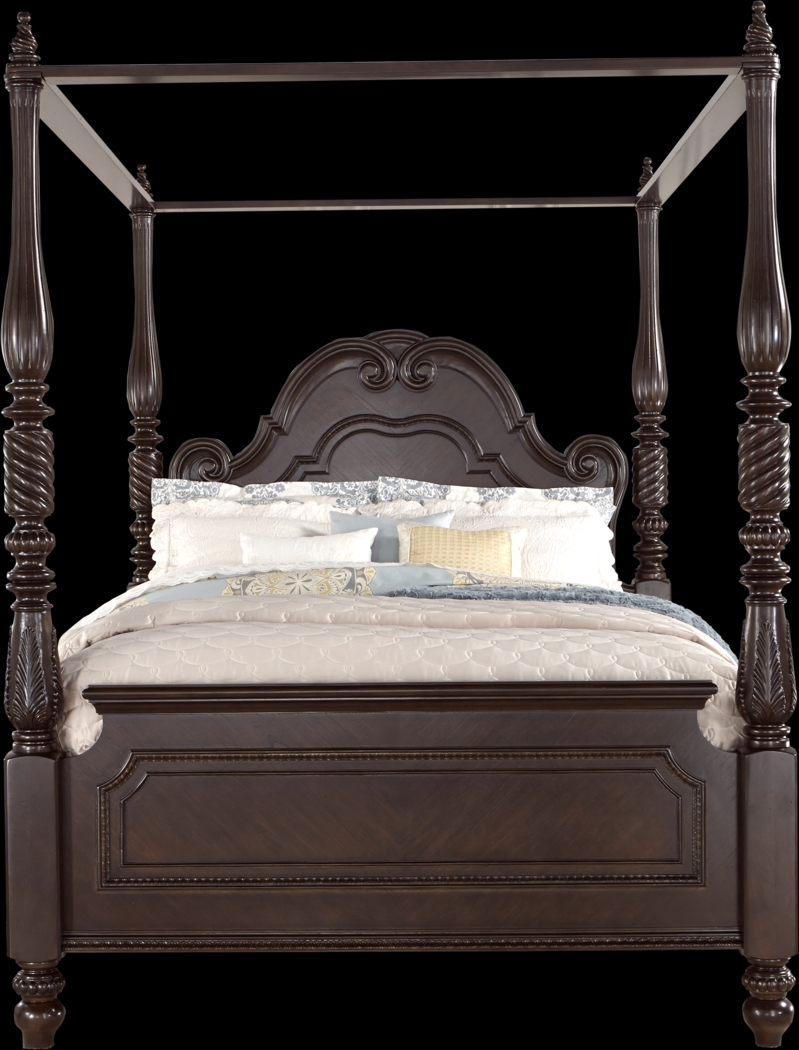 Daventry Cherry 4 Pc King Canopy Bed - Thumbnail - Image 1