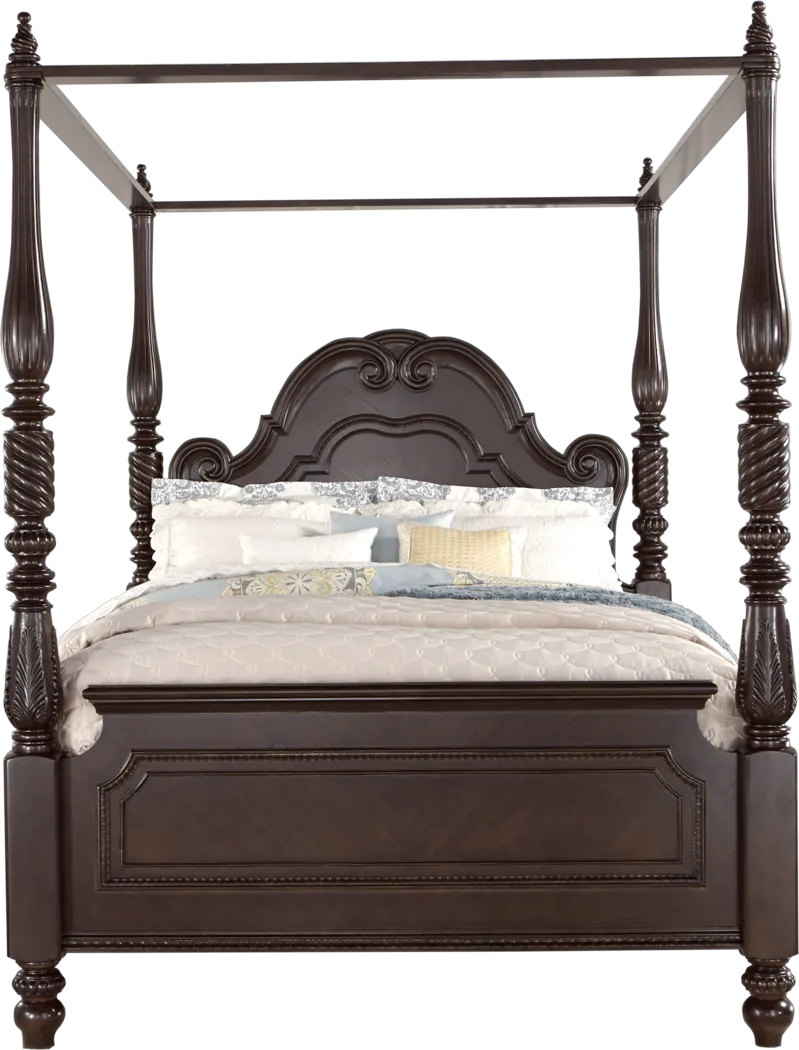 Daventry Cherry 4 Pc Queen Canopy Bed - Thumbnail - Image 1