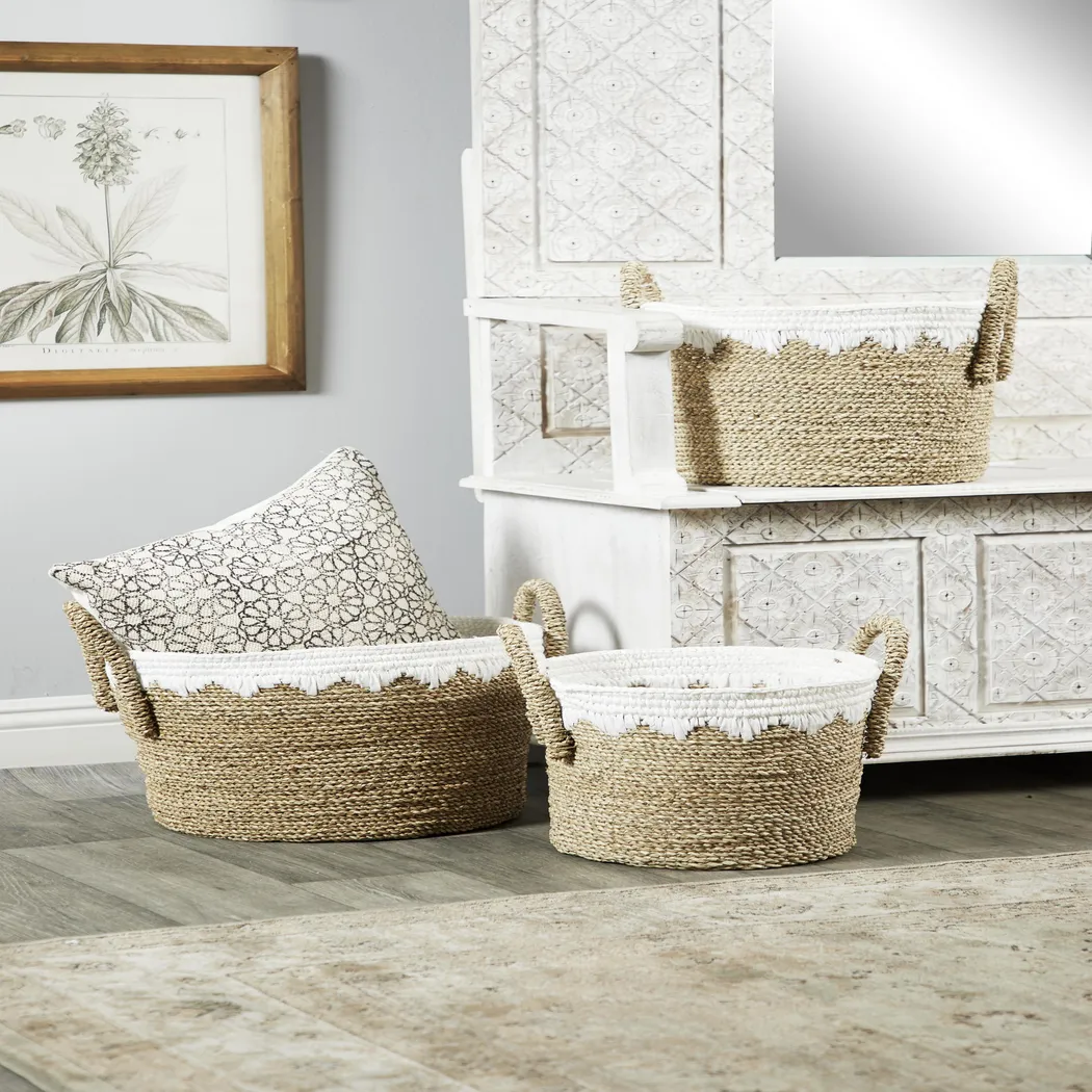 Daviad Brown Storage Basket, Set of 3 - Thumbnail - Image 3