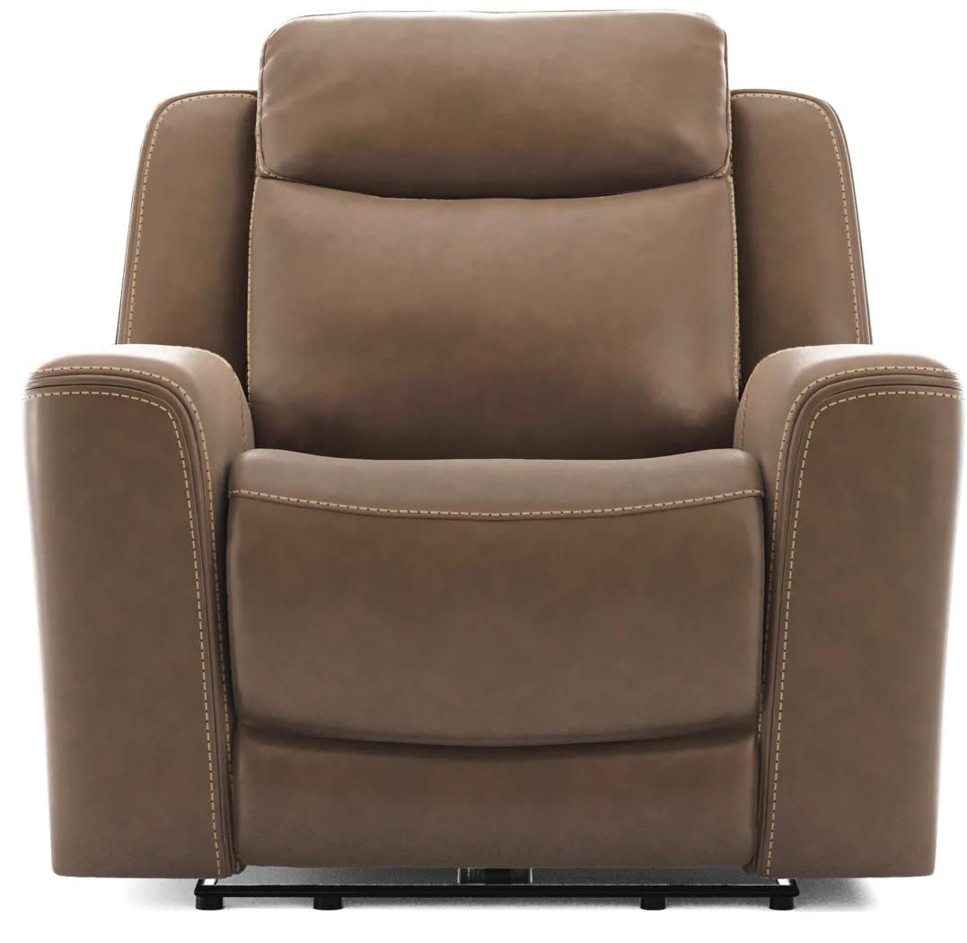 Davidson Brown Leather Dual Power Recliner - Thumbnail - Image 2