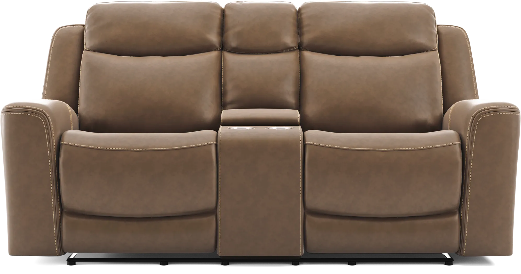 Davidson Brown Leather Dual Power Reclining Console Loveseat - Thumbnail - Image 2
