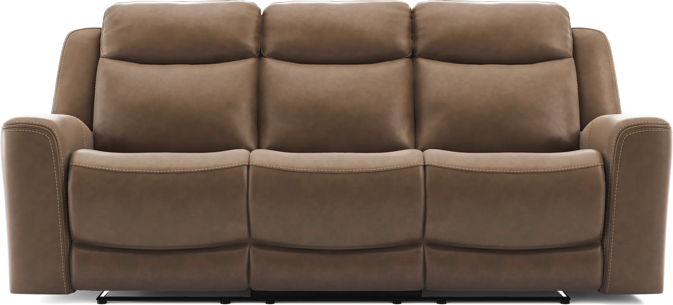 Davidson Brown Leather Dual Power Reclining Sofa - Thumbnail - Image 3