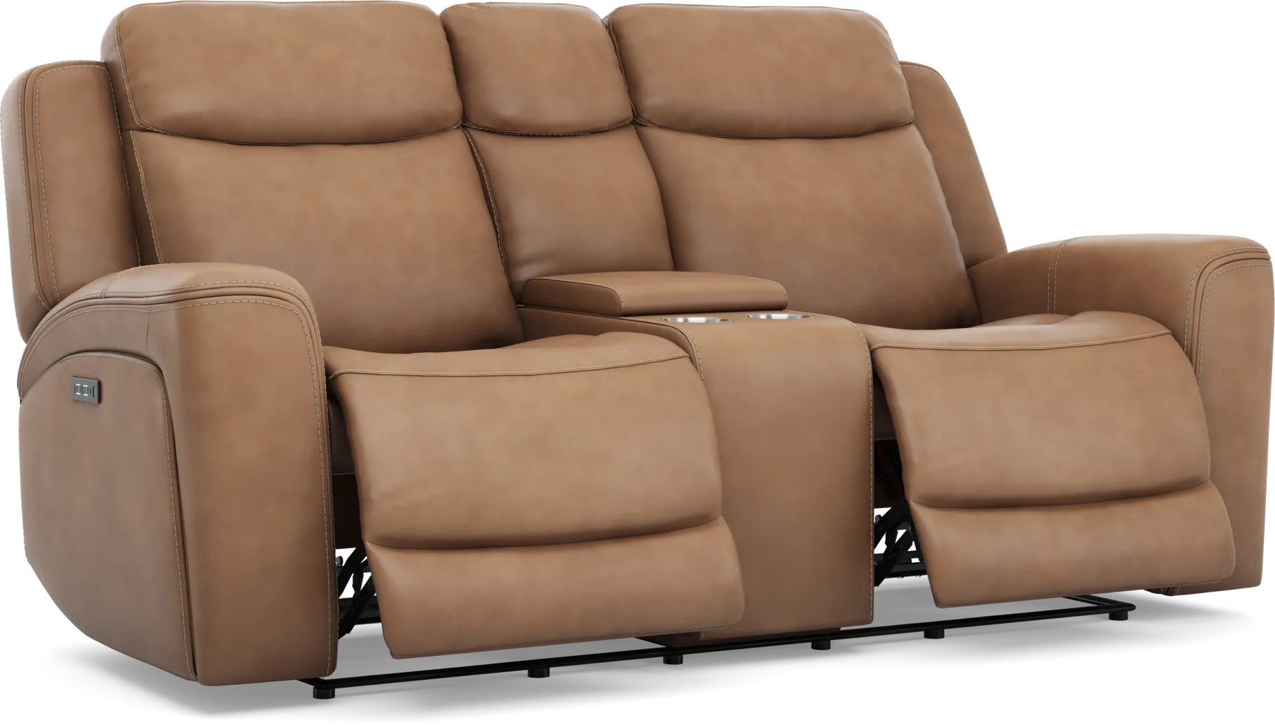Davidson Caramel Leather 8 Pc Dual Power Reclining Living Room - Thumbnail - Image 11