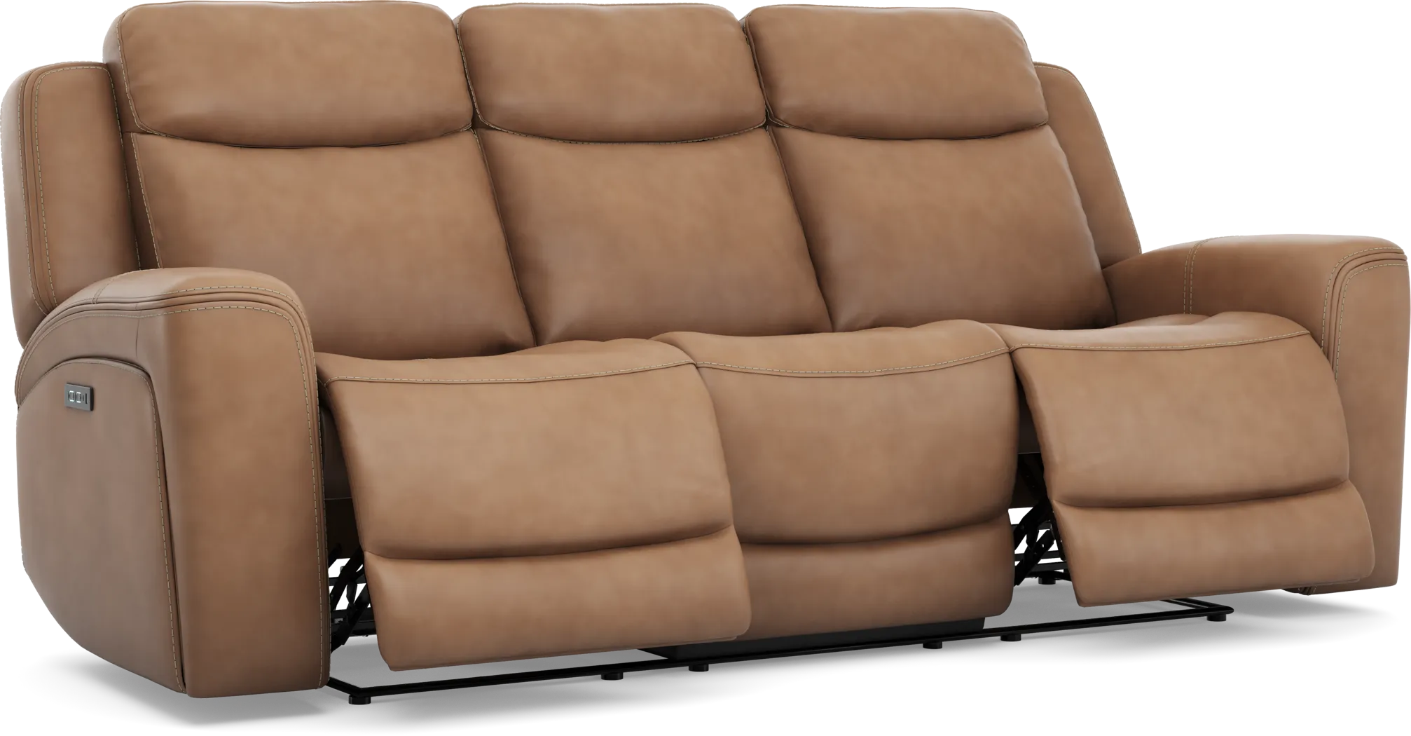 Davidson Caramel Leather 6 Pc Dual Power Reclining Living Room - Thumbnail - Image 3