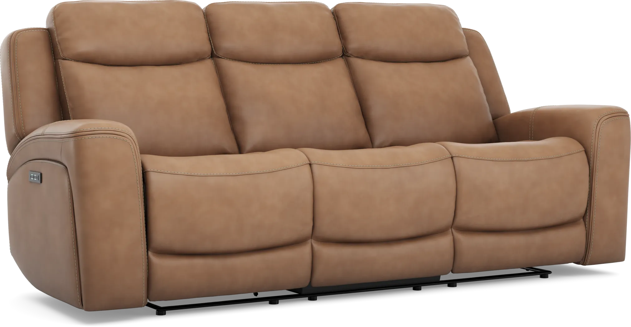 Davidson Caramel Leather 8 Pc Dual Power Reclining Living Room - Thumbnail - Image 6