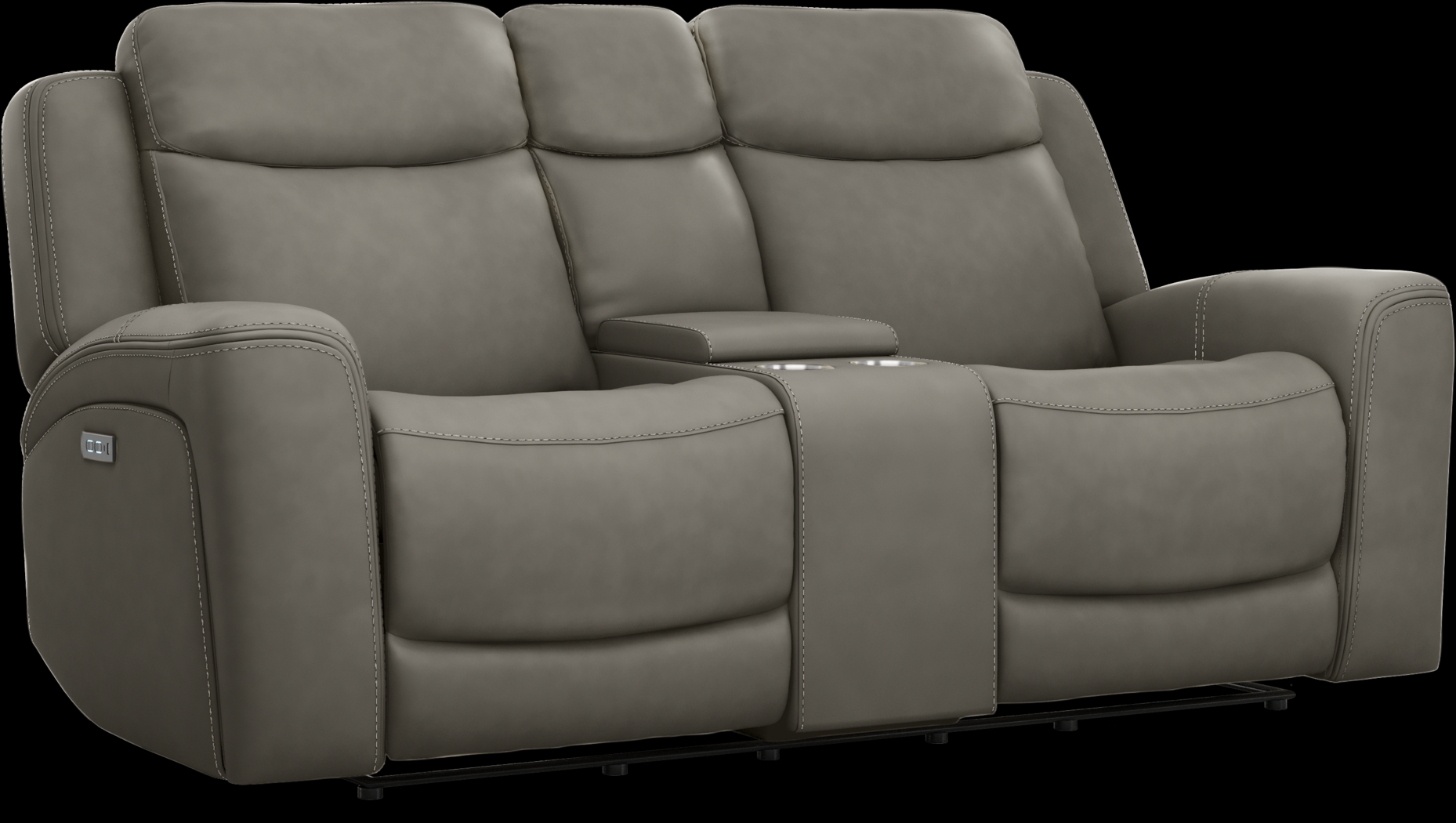 Davidson Dark Gray Leather Dual Power Reclining Console Loveseat - Thumbnail - Image 2