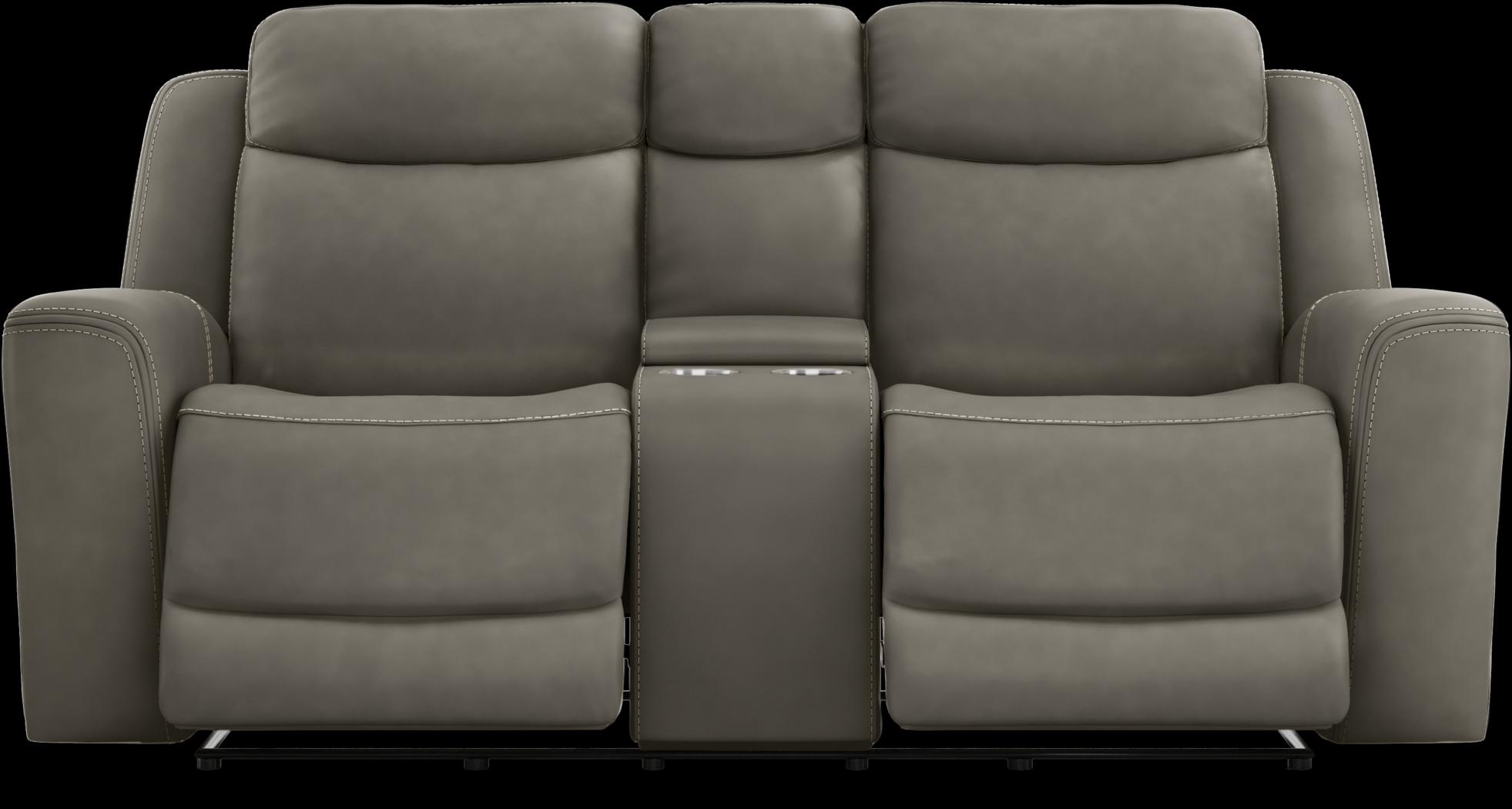 Davidson Dark Gray Leather Dual Power Reclining Console Loveseat - Thumbnail - Image 1